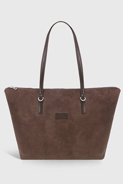 Brown Suede Shopper Bag
