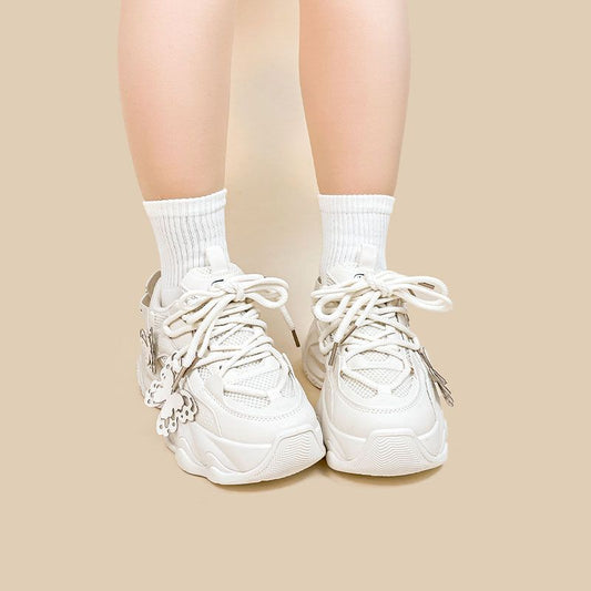 Female Minimalist Casual White Thick Soled Dad Shoes