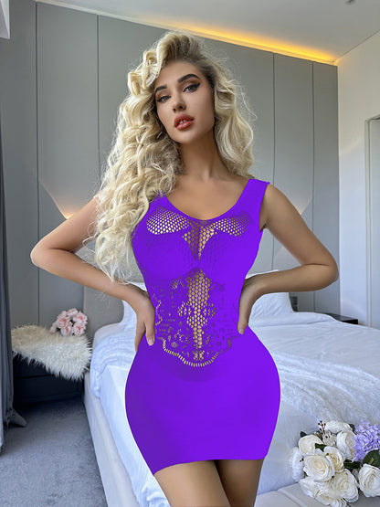 Underwear Jacquard Mesh Hip Skirt One-piece Hollow Out See-through Suit