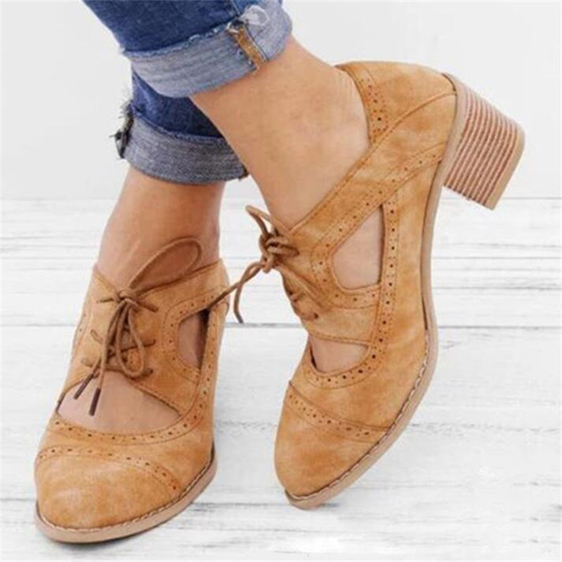Women's lace-up cutout high-heeled sandals