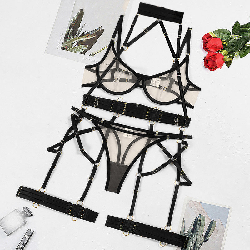 Mesh See-through Sexy Underwear Four-piece Set