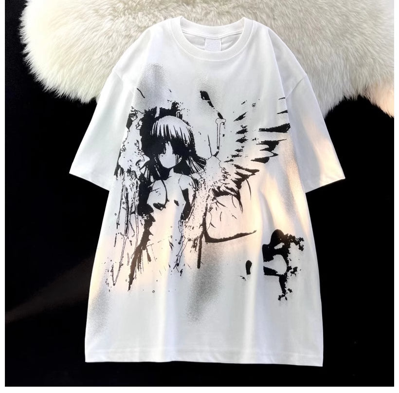 Splash-ink Angel Cotton Short-sleeved T-shirt Men's And Women's Loose Top