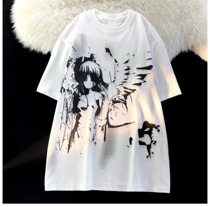 Splash-ink Angel Cotton Short-sleeved T-shirt Men's And Women's Loose Top