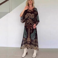 Lace-up Ethnic Bohemian Chiffon Dress