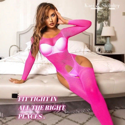 European And American Hollow Open-end Hanging Fine Mesh Transparent Temptation Underwear