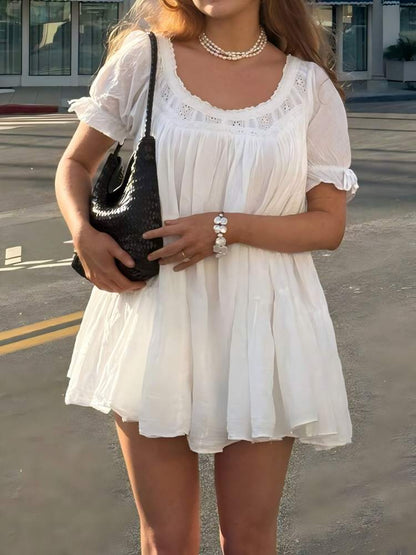 Lace White Dress Women's A-line Skirt