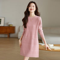 Chanel-style Long-sleeve Knit Dress For Women