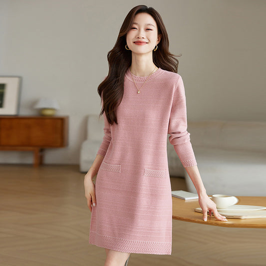 Chanel-style Long-sleeve Knit Dress For Women
