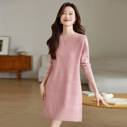 Chanel-style Long-sleeve Knit Dress For Women