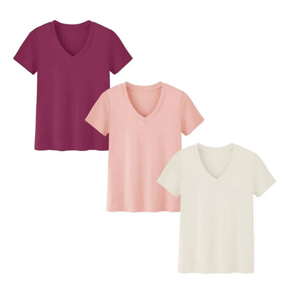 Summer New Solid Color Women's Short Sleeve Loose Split Top