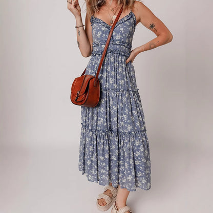 Slimming Cinched-waist Slip Dress With A Casual Floral Print For Women