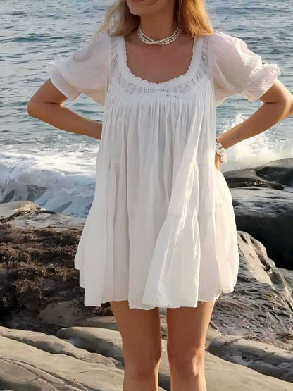Lace White Dress Women's A-line Skirt