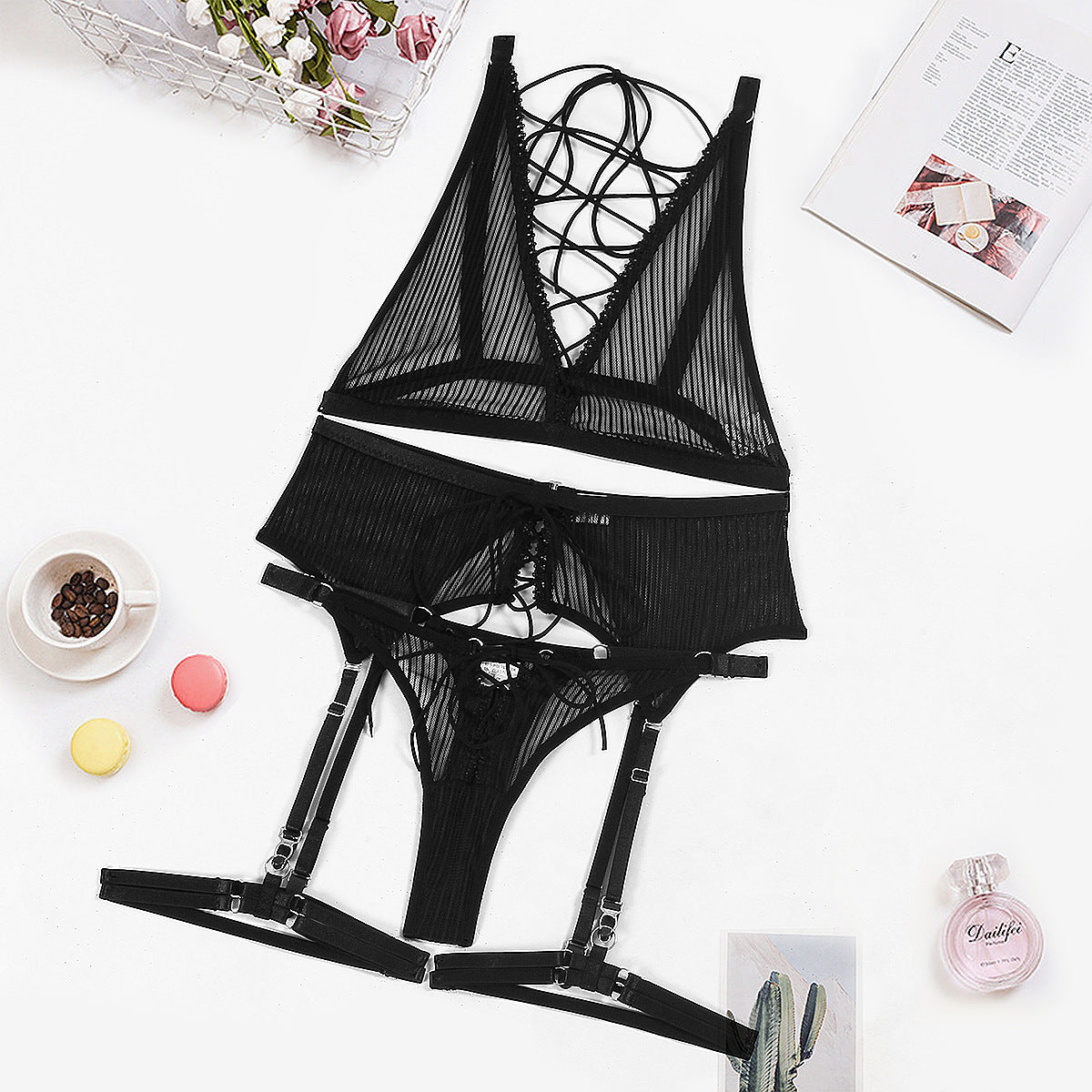 European And American Underwear Four-piece Set Without Steel Ring