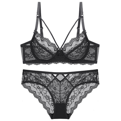 Transparent Ladies Underwear Panties Small Bra Set
