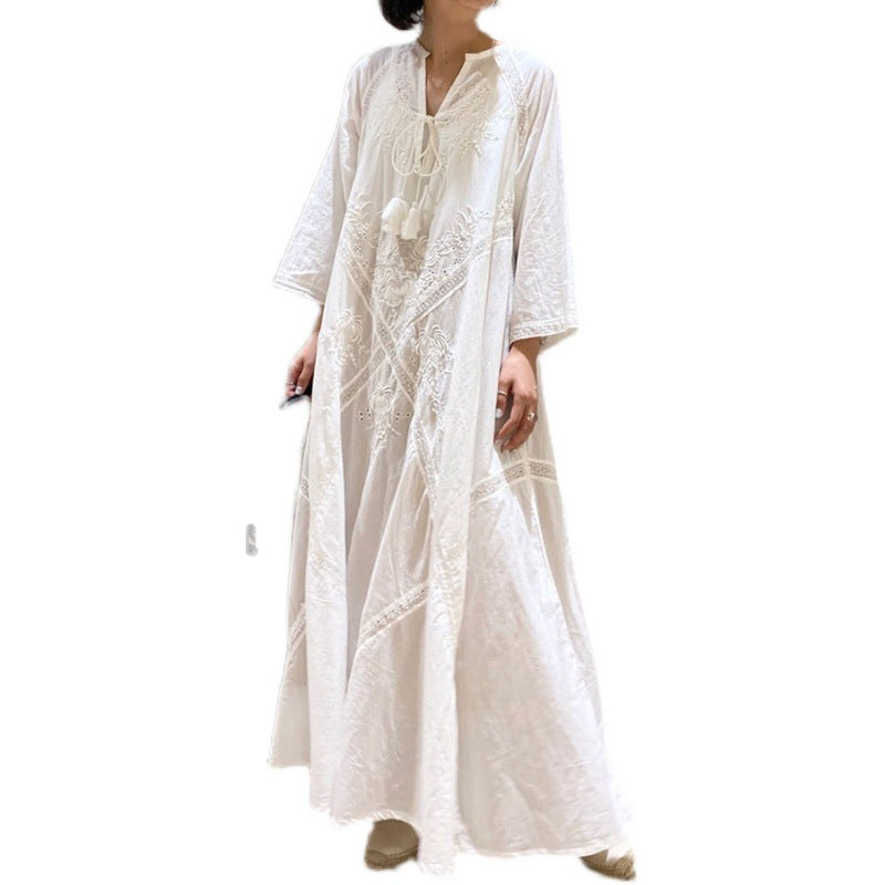 Retro Japanese-style Elegant Loose-fitting Lace-up Dress For A Ladylike Look