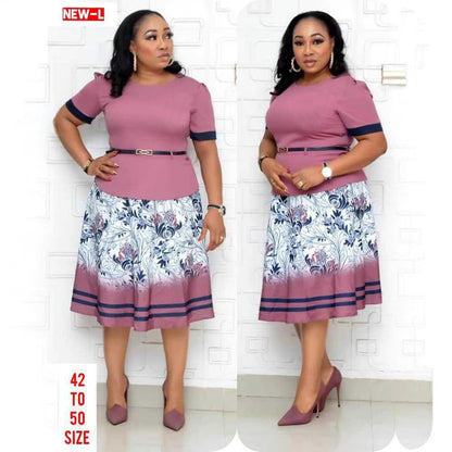 Fashionable Womens A-Line Dress With A Round Neck And Bold Print