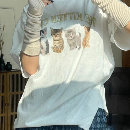 White Shoulder T-shirt Summer Men's And Women's Same Retro Casual Loose