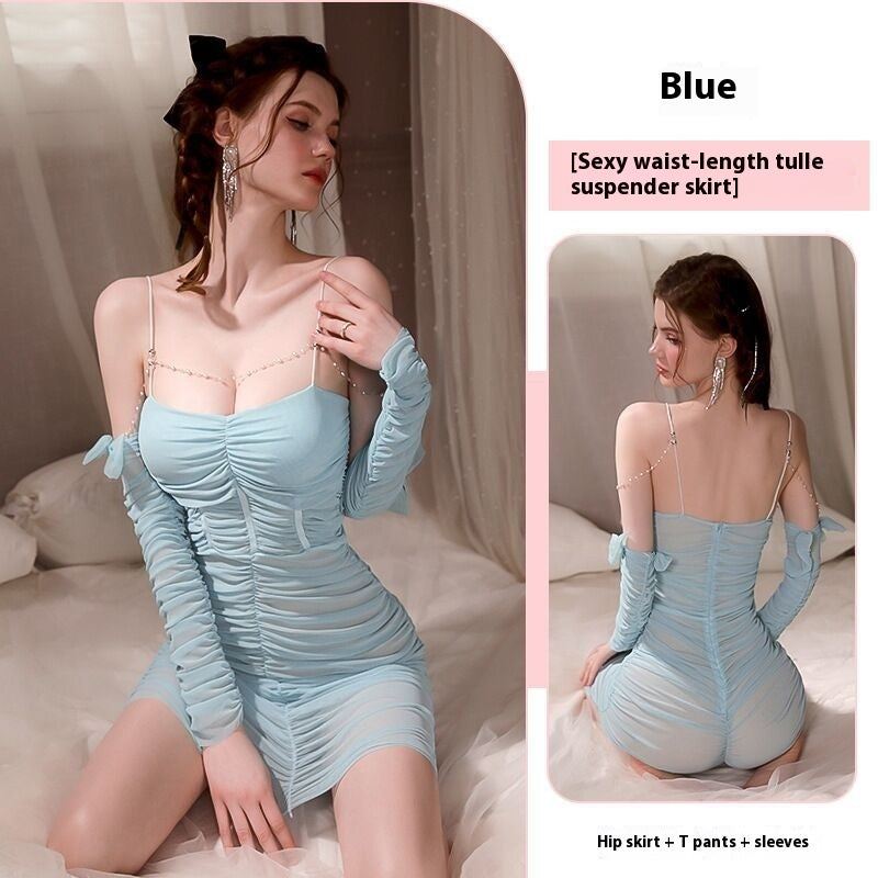 Underwear With Chest Pad Gathered Tight Suspender Skirt