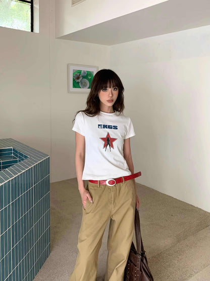 XINGX Printed Short-sleeved T-shirt Women's Short Top