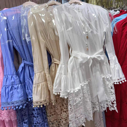 Lace-up Waist-cinching Figure-flattering Water-soluble Lace-up Dress