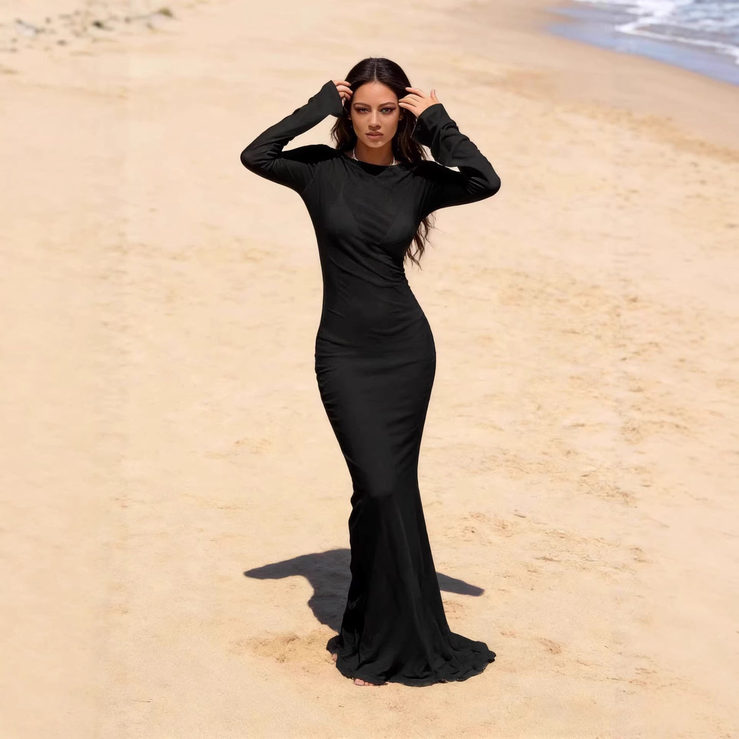 Solid Color Sexy Slim Fit Womens Dress