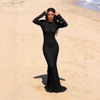 Solid Color Sexy Slim Fit Womens Dress