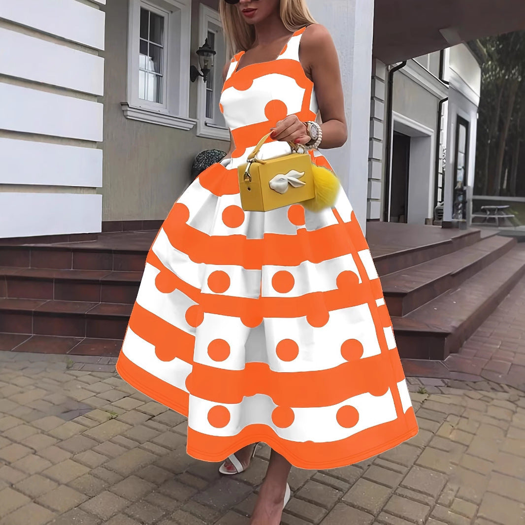 Womens Striped Fashionable And Sexy Slip Dress