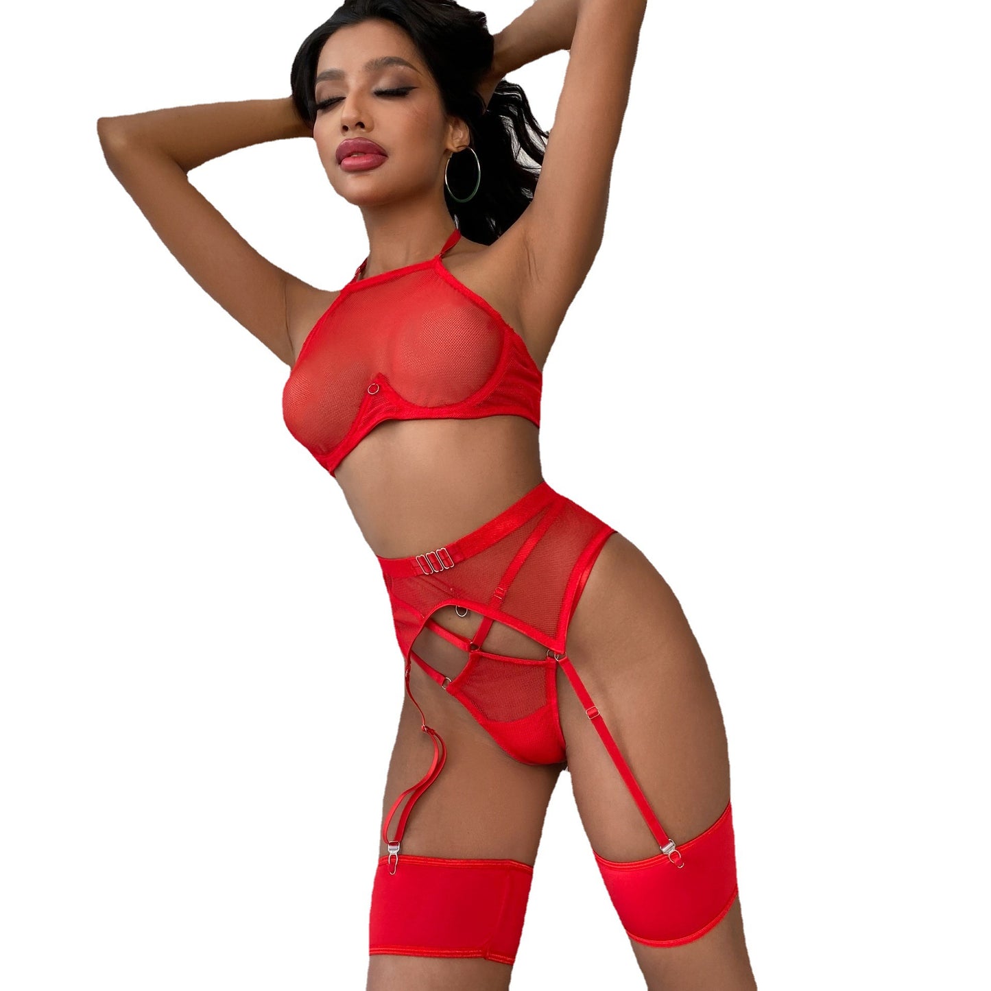 Chest Wrap Underwear Leg Ring With Steel Ring Mesh Suit