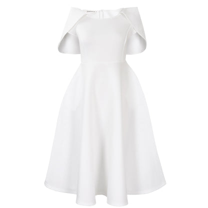 Womens Solid-Color Casual Chic Dress