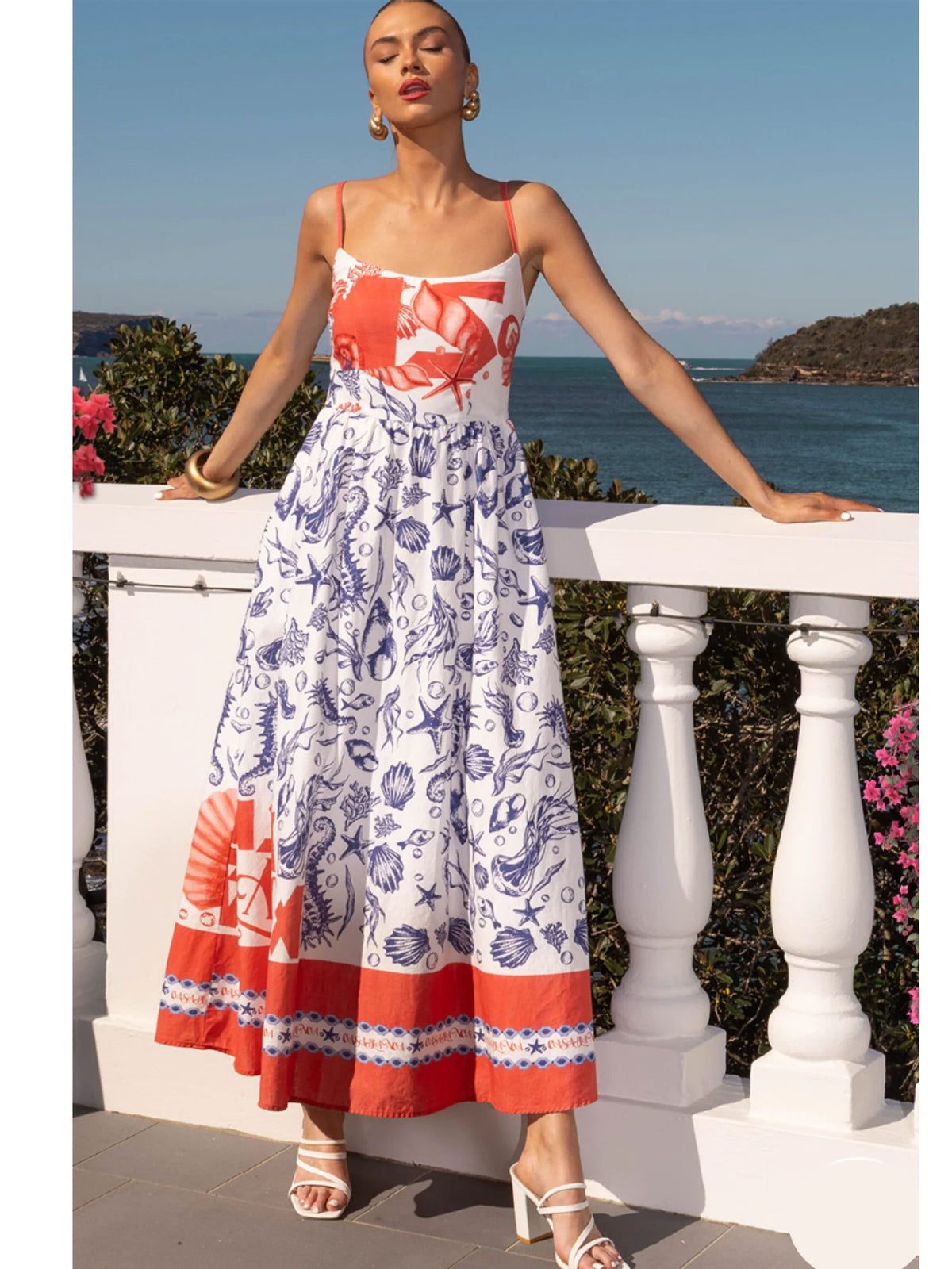 Printed Large Swing Fashionable Sweet Camisole Dress