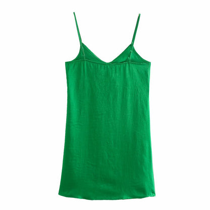 New Women's Temperament Silk Satin Texture Underwear Style Suspender Dress