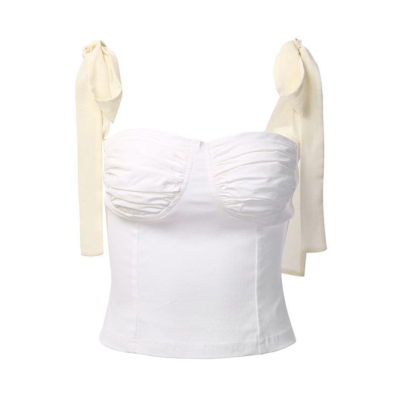 One-shoulder Slim-fit Lace-up Top Halter Chiffon Small Sling