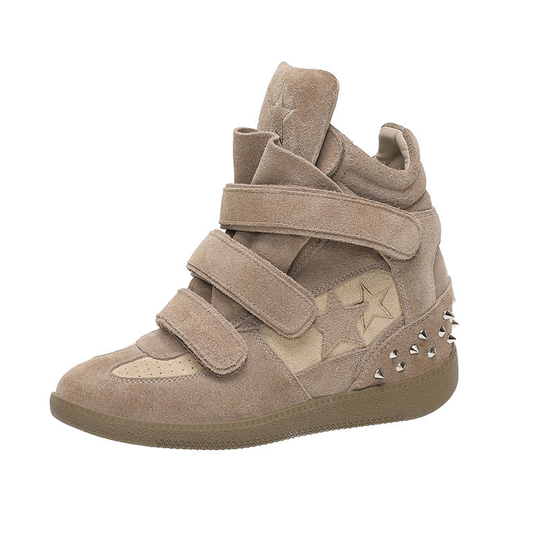 Womens Hidden-Heel, Thick-Soled Casual High-Top Shoes