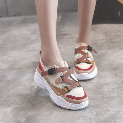 New Korean version of thick bottom buckle wild sneakers