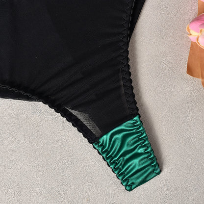 Women's Fashion High Elastic Satin Stitching Mesh Belt Steel Ring Underwear Suit