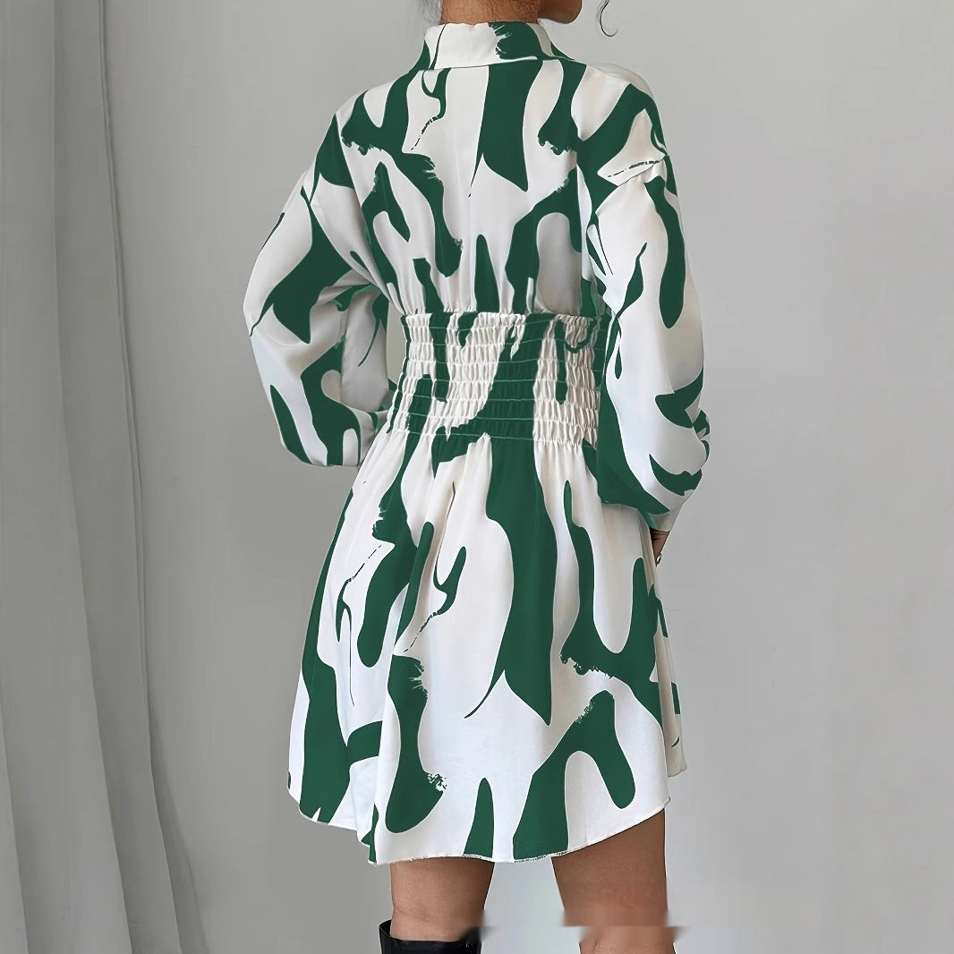 European And American-style Fashionable Collar-lined Dress