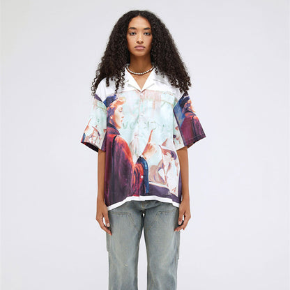 Digital Printing Short Sleeve Loose Casual Shirt