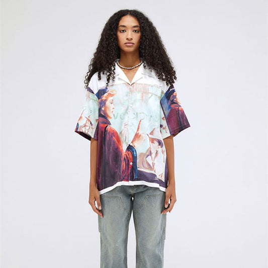 Digital Printing Short Sleeve Loose Casual Shirt