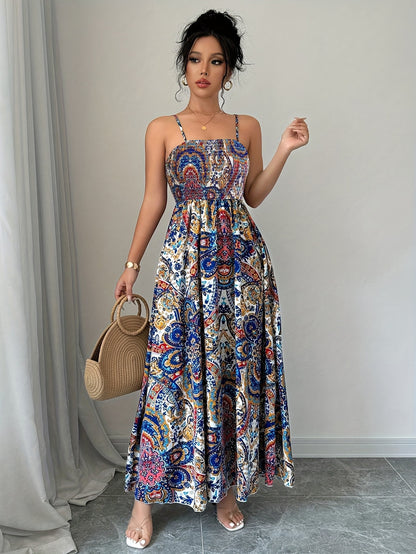 Mid Length Womens Printed Slip Dress