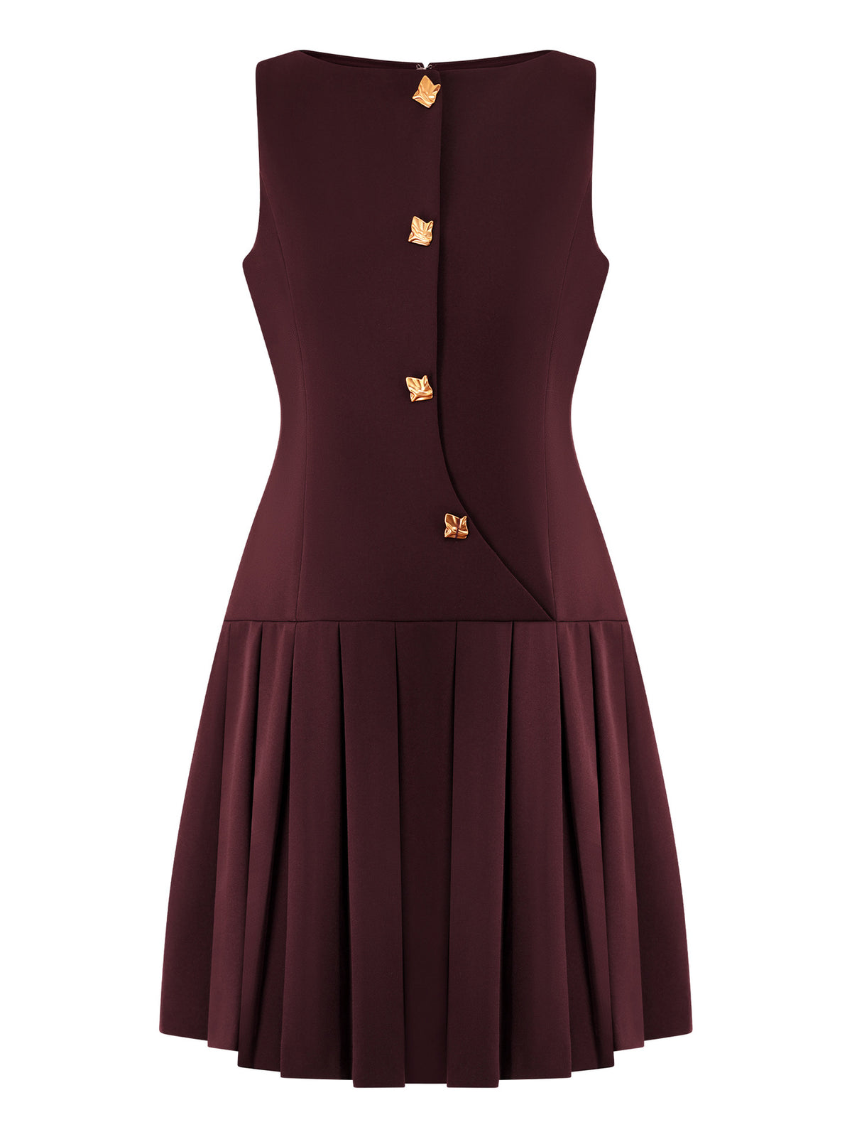 Minimalist Womens Dress With A Distinctive Pleated Cinched Waist