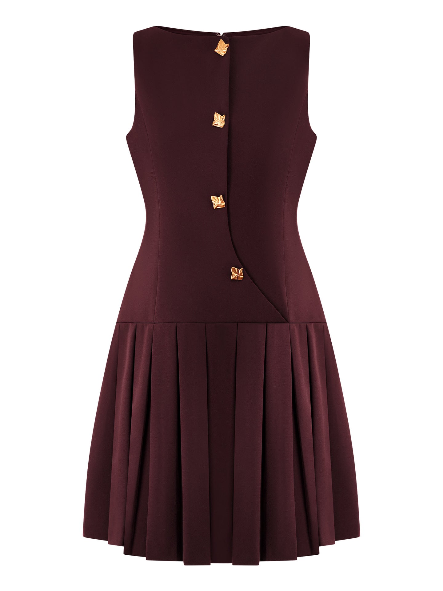 Minimalist Womens Dress With A Distinctive Pleated Cinched Waist