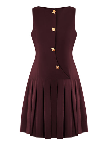 Minimalist Womens Dress With A Distinctive Pleated Cinched Waist