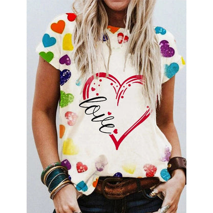 Women's Letter Casual Loose Short Sleeves Blouse