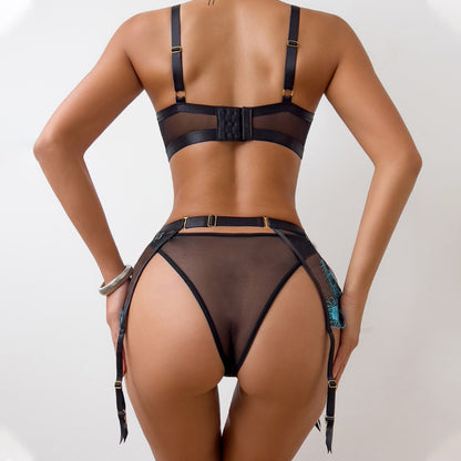 Three-piece Hollow-out Complex Underwear Set
