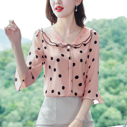 Design Doll Collar Shirt Three-quarter Sleeve Western Style Top