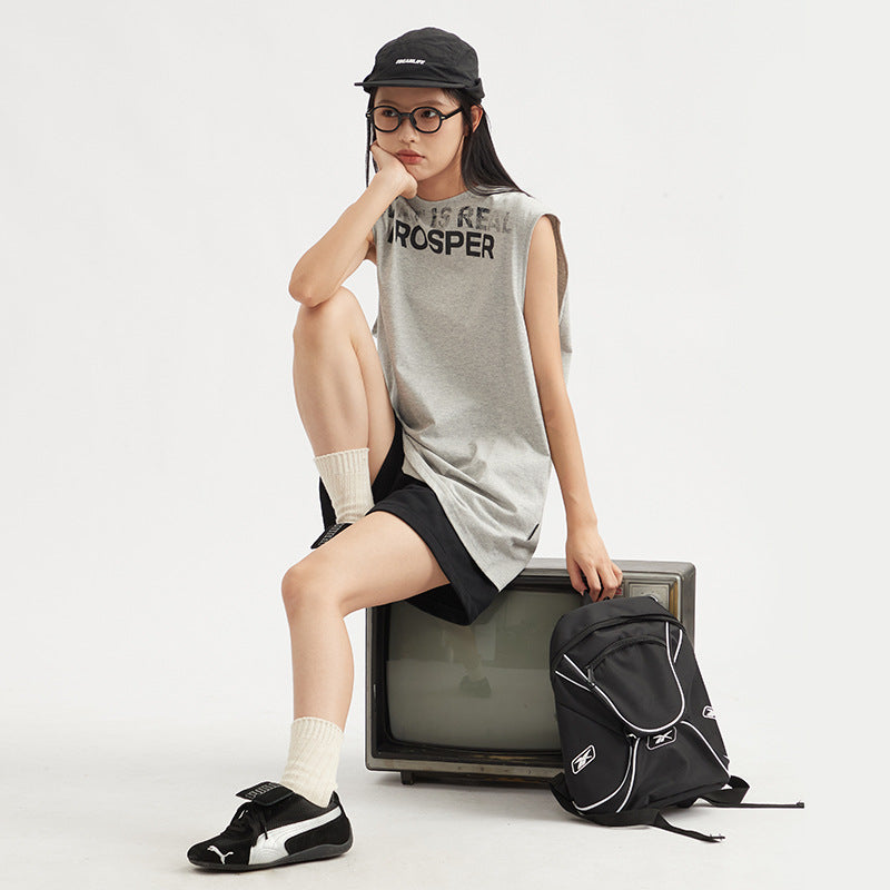 Letter Print Sleeveless Women's Loose Vest Casual