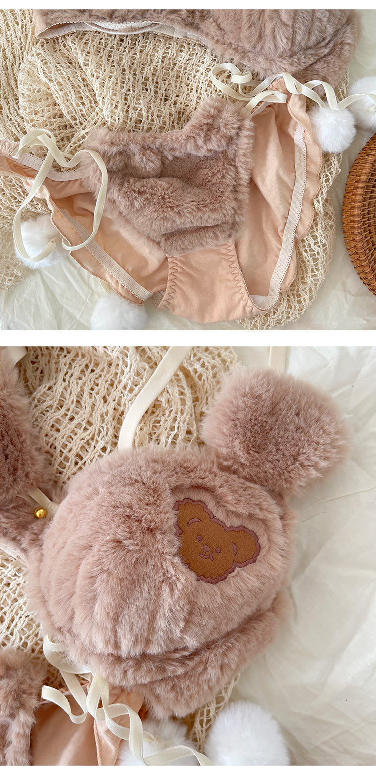 Girl's Underwear Cute Cartoon Bear Bra Set