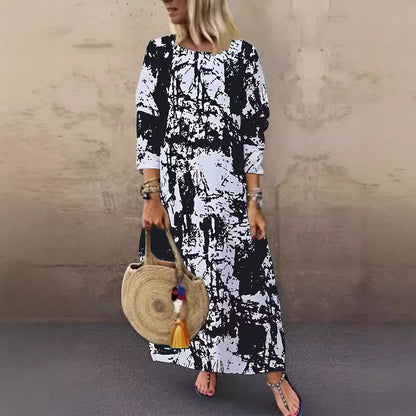Arrival Long Crew-Neck  Printed Long-Sleeve Womens Dress