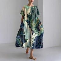 3D Fashion Womens Plus-size Elegant Short-sleeve Dress