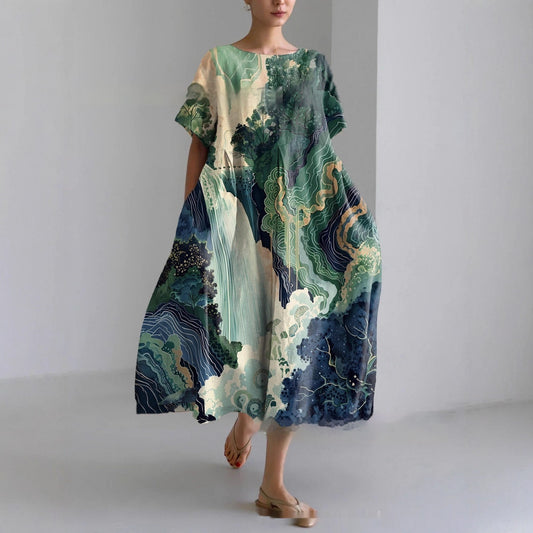 3D Fashion Womens Plus-size Elegant Short-sleeve Dress